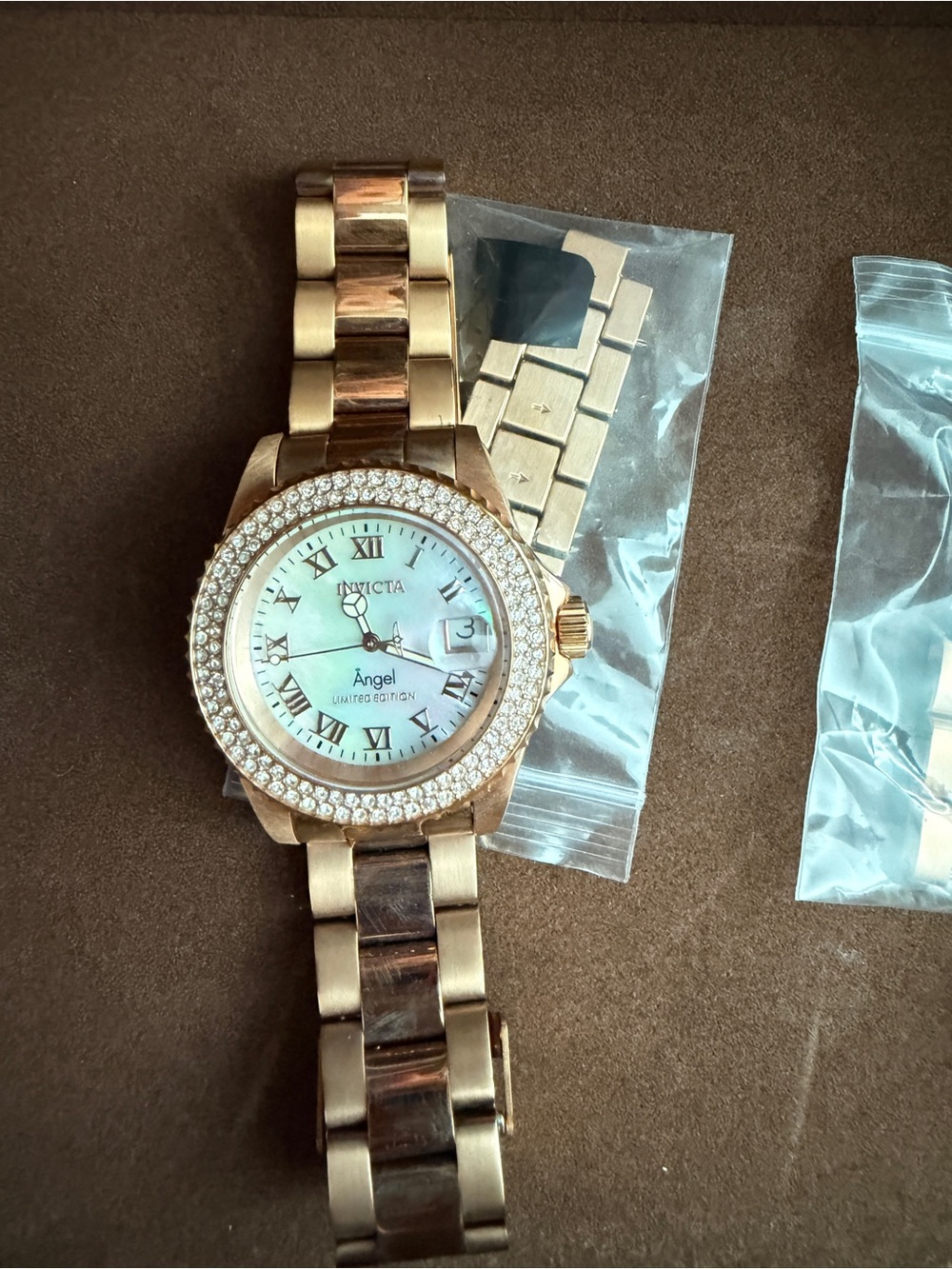 Women's Angel Quartz 3 Hand White Dial Watch